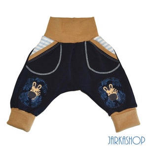 Size 62; Baby pants &quot;Zebra, stripes blue/beige&quot; sweatpants, kids pants, pants, harem pants