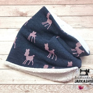 Baby/Children&#39;s Loop Scarf, &quot;Deer/Bambi jeans blue-pink&quot; as desired with name, winter tube scarf, loop scarf, children&#39;s scarf, personalization