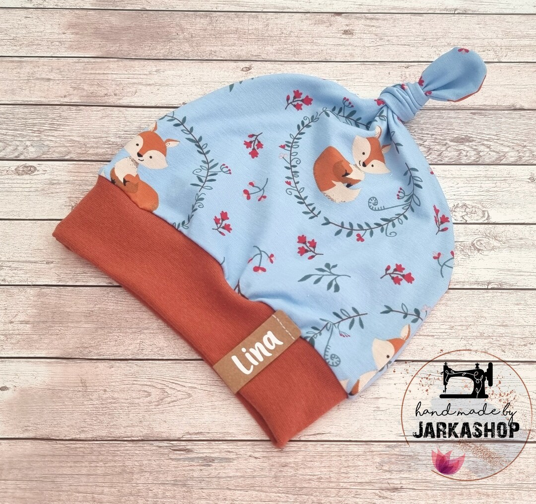 Knotted Hat With Cuffs, Hat With the Name fuchs Blueorange, Hat, Baby