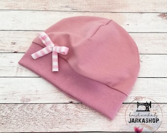 Light baby/children's beanie with cuffs from sweat "loop old pink" after wish with name, beanie with cuffs, personalization