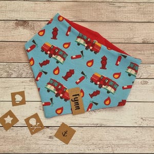 Baby reversible scarf &quot;Fire Brigade&quot;, personalized, scarf, baby scarf, children&#39;s scarf, triangular scarf, scarf with name, baby, child, gift
