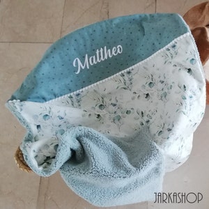 Baby blanket with name &quot;Eucalyptus old green/sea green&quot;, summer blanket, crawling blanket, cuddly blanket, stroller blanket, changing mat for on the go
