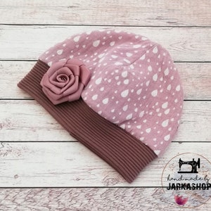 32-34KU Light Beanie &quot;Muslin Drops Pink-White&quot; Hat with Name,Personalization,Baby Hat,Hat,Baby,Child,Baby Hat,Children&#39;s Hat