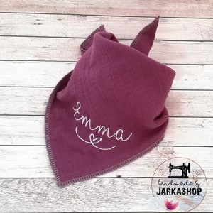 Neck scarf triangle scarf-musselin towel- for babies & toddlers-with name embroidered, Personalized, Neck scarf, Baby neck scarf, muslin neck scarf