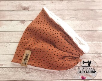Baby/Children Loop Scarf "Dot light brown" made of organic sweat fabric, as desired with name, hose scarf, loop scarf, children's scarf, personalization