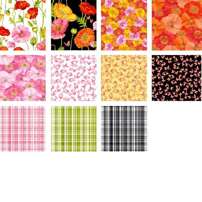 Gorgeous poppies for the gardener or flower lover kitchen textiles Perfect for a quilt Poppy Garden FQB spring table runner.