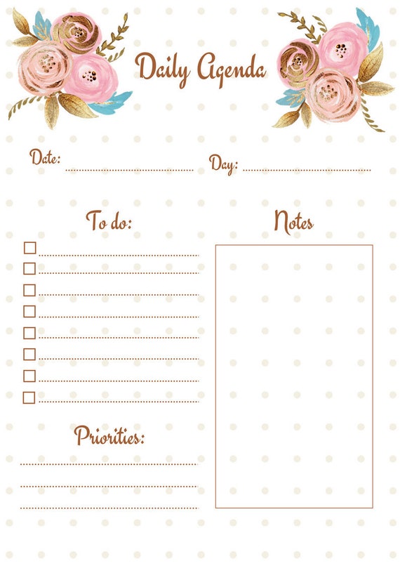 chic and girly daily planner printable etsy