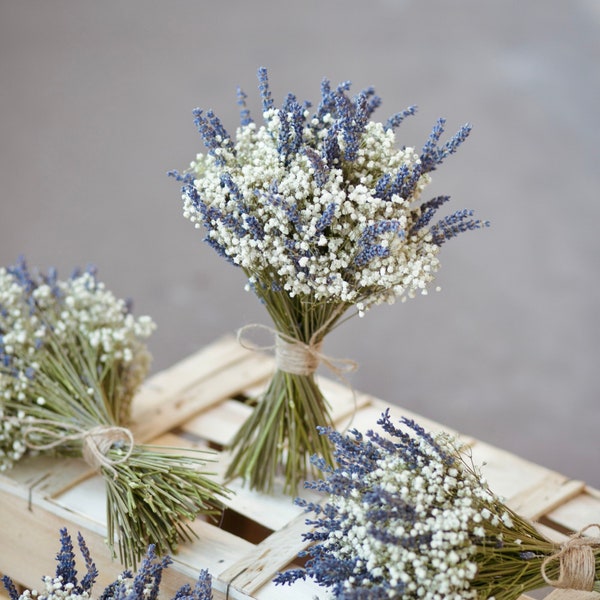 Bouquet de mariée gypsophile séchée / Mariage bohème lavande / Bouquet lavande / Cadeau de demoiselles d'honneur / Fleurs séchées de mariage