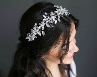 Bride Hair Accessory/ Bridal Hair Piece/ Wedding Headband, Bridal Headpiece, Beaded Hair Crown/ Pearl Hair Accessory/Beaded Headpiece