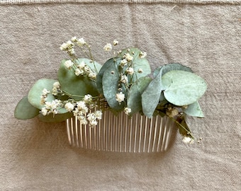 Dried Eucalyptus Comb for Bride /Bridesmaids/ Flower Girls / Rustic Wedding Flower/ Baby’s  Breath Hair Crown