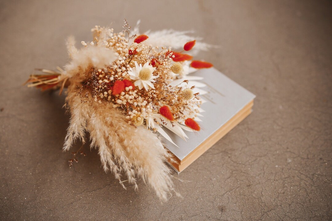 Burnt Orange Wedding Bouquet/ Burnt Orange Dried Flower/ Etsy