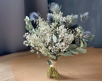 Dried Eucalyptus / Thistle bouquet/Baby's Breath bouquet/Dried Wedding Flowers/Boutonniere/Baby's Breath Bridesmaids Bouquet