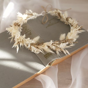 White Bohemian Dried Hair Wreath/ Mother and Daughter Matching Crowns/ Baby Christening Hair Accessories/ Wedding Headband/Bridesmaids Gift