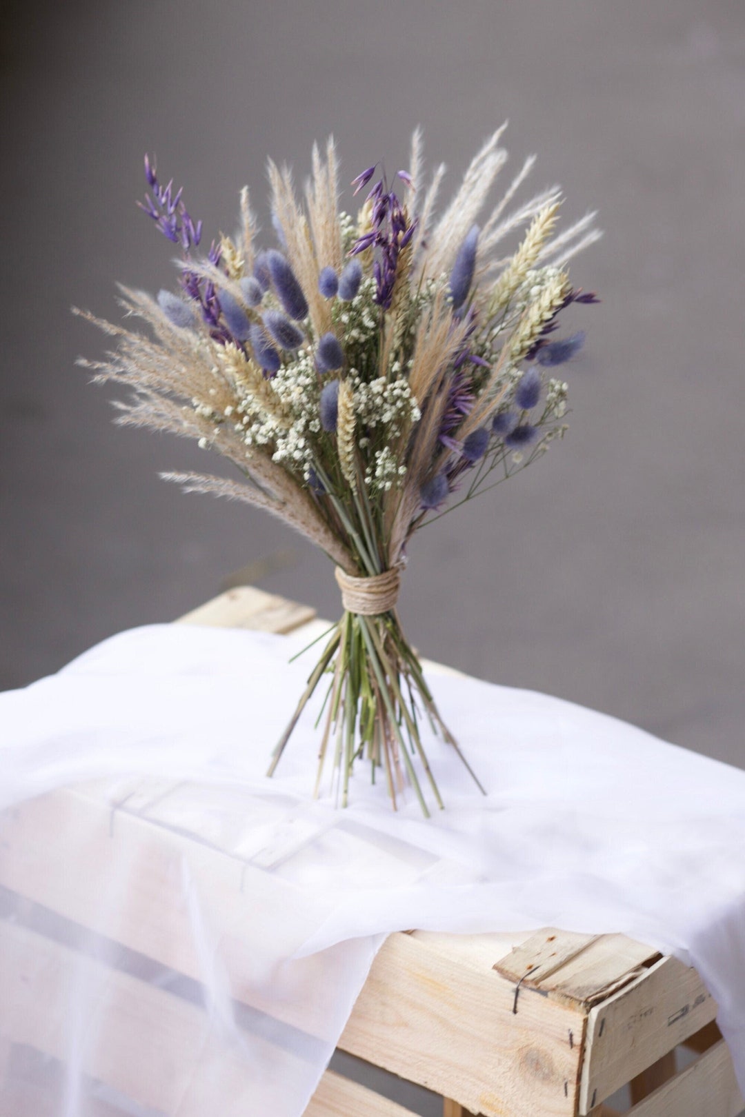 Lavender Dried Flower Bouquet: Bunny Tails & Baby's Breath - Etsy
