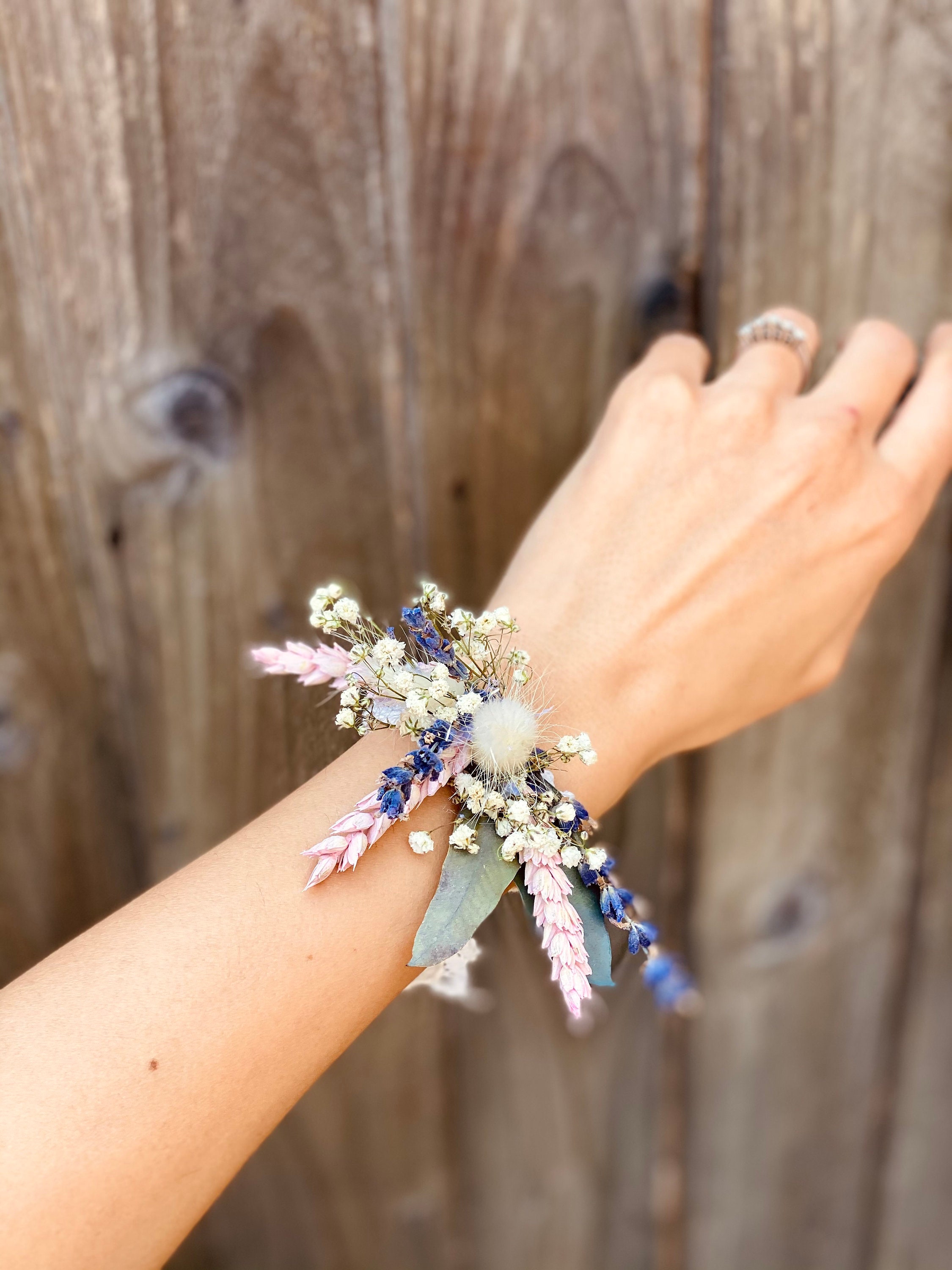 Bridesmaid wrist corsage/wristband with Lavander Etsy