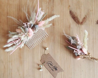 Bridal Hair Comb/Bridesmaids Gift/Hair pin/ Floral Pin/ Floral Headband/Dried Flower/Floral Comb/Blush Flower