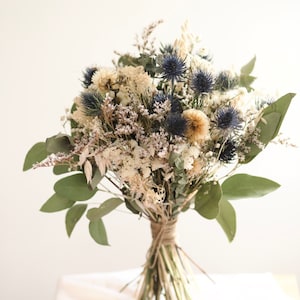 Ramo de cardo escocés de pradera / Flor de boda rústica / Aliento y vegetación del bebé seco / Flor de margarita / Flor silvestre / Regalo de dama de honor