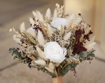 Dried Flower Bridal Bouquet, Autumnal Wedding Posy, Rustic Boho