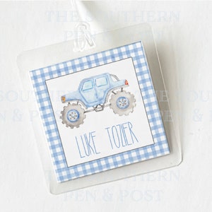 Personalized Bag Tag | Backpack Tag | Lunchbox Tag | Diaper Bag Tag | Laminated Tag | Name Tag for School | For Boys | Monster Truck Tag