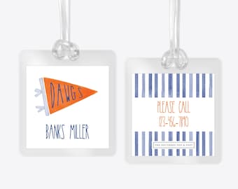 Personalized Bag Tag: Laminated Backpack, Lunchbox, Diaper Bag, Stroller, School