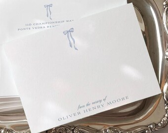 Personalized Baby Shower Thank You Cards: Watercolor Blue Bow Stationery