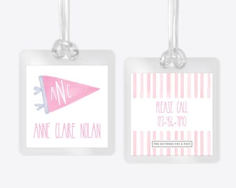 Personalized Bag Tag: Laminated Backpack, Lunchbox, Diaper Bag, Stroller, School