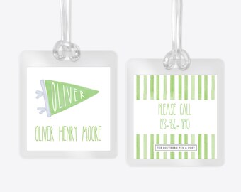 Personalized Bag Tag: Laminated Backpack, Lunchbox, Diaper Bag, Stroller, School