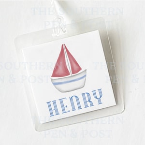 Personalized Bag Tag | Backpack Tag | Lunchbox Tag | Diaper Bag Tag | Laminated Tag | Name Tag for School | For Boys | Sailboat Tag