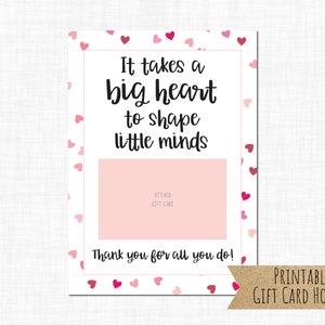 Porta carte regalo stampabile, apprezzamento per gli insegnanti, cuore grande a forma di piccole menti, ritorno a scuola, regalo per insegnanti, penna e posta del sud
