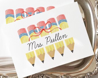 Personalized Teacher Notecards: Elegant Thank You Notes
