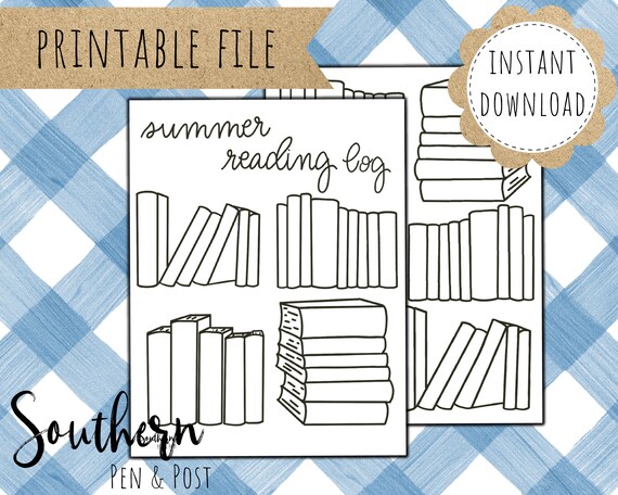 Summer Reading Log Printable Coloring Page Reading Chart - Etsy