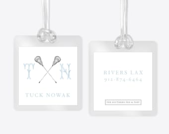 Monogrammed Crest Bag Tag: Laminated Backpack, Lunchbox, Diaper Bag, School, Sports, Luggage, Stroller