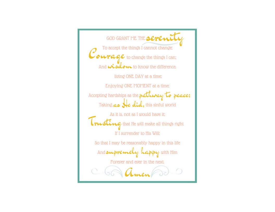 full serenity prayer downloadable printable pdf for etsy