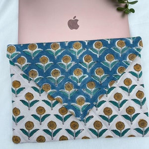 Quilted Laptop Sleeve: Boho Floral Padded Cotton Case