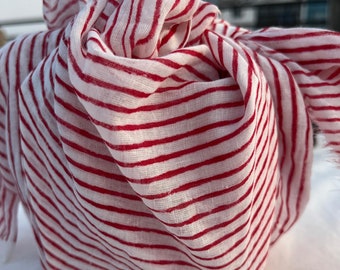 Red Striped Furoshiki Cloth: Soft Cotton Reusable Gift Wrap