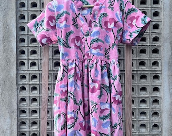 Hand Block Printed Organic Cotton Shirt Dress: Boho Summer Tunic