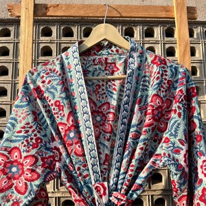Cotton Kimono Robe, Block Print Robes For Women, Dressing gown, Plus Sized robes, Cotton Kimono, Beach Cover Up, Lounge Wear, Casual wear