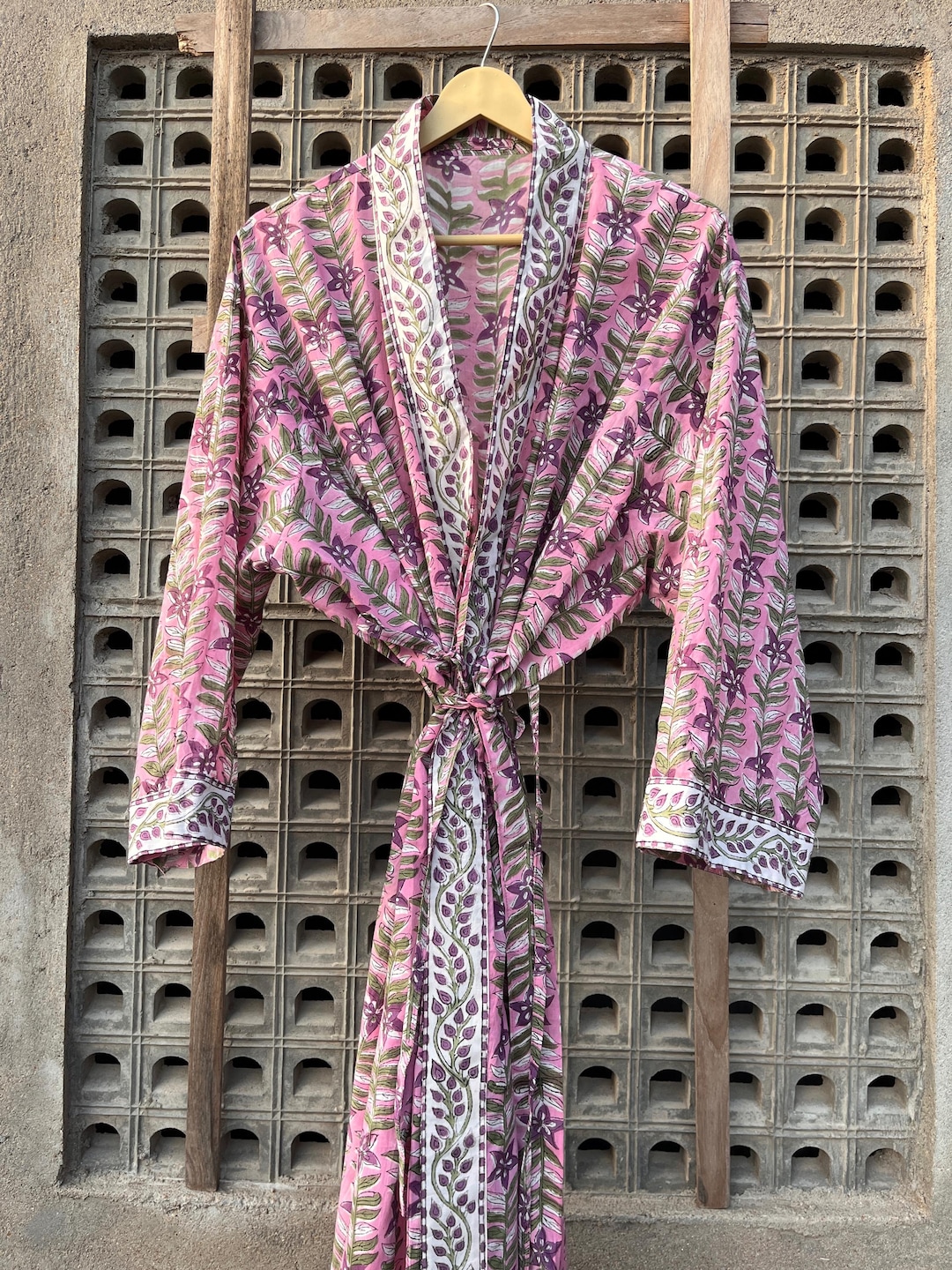 Block Print Robe Cotton Kimono Robe, Block Print Robes for Women, Dressing Gown, Plus ...