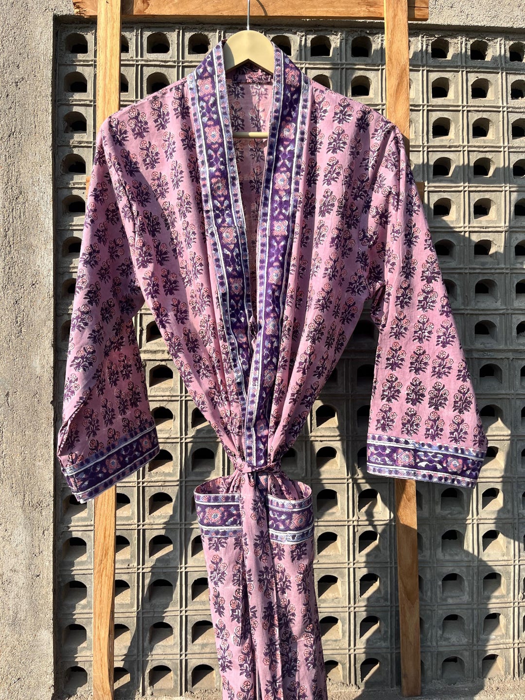 Block Print Robe Cotton Kimono Robe, Block Print Robes for Women, Dressing Gown, Plus ...