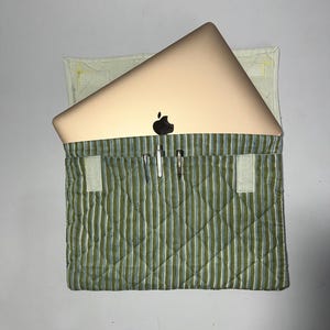 Laptop Case for 12inch/13inch/14inch/15inch MacBook and other laptop models, Padded/Cotton/stripes, Eco-Friendly Quilted Laptop Sleeve, Bag