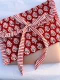 Hand Block Printed Laptop Sleeve: Red Floral Quilted Cotton Case with Bow product logo