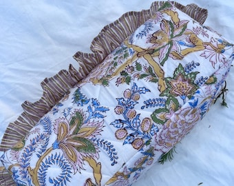 Quilted Floral Hair Tool Organizer: Cotton Travel Pouch