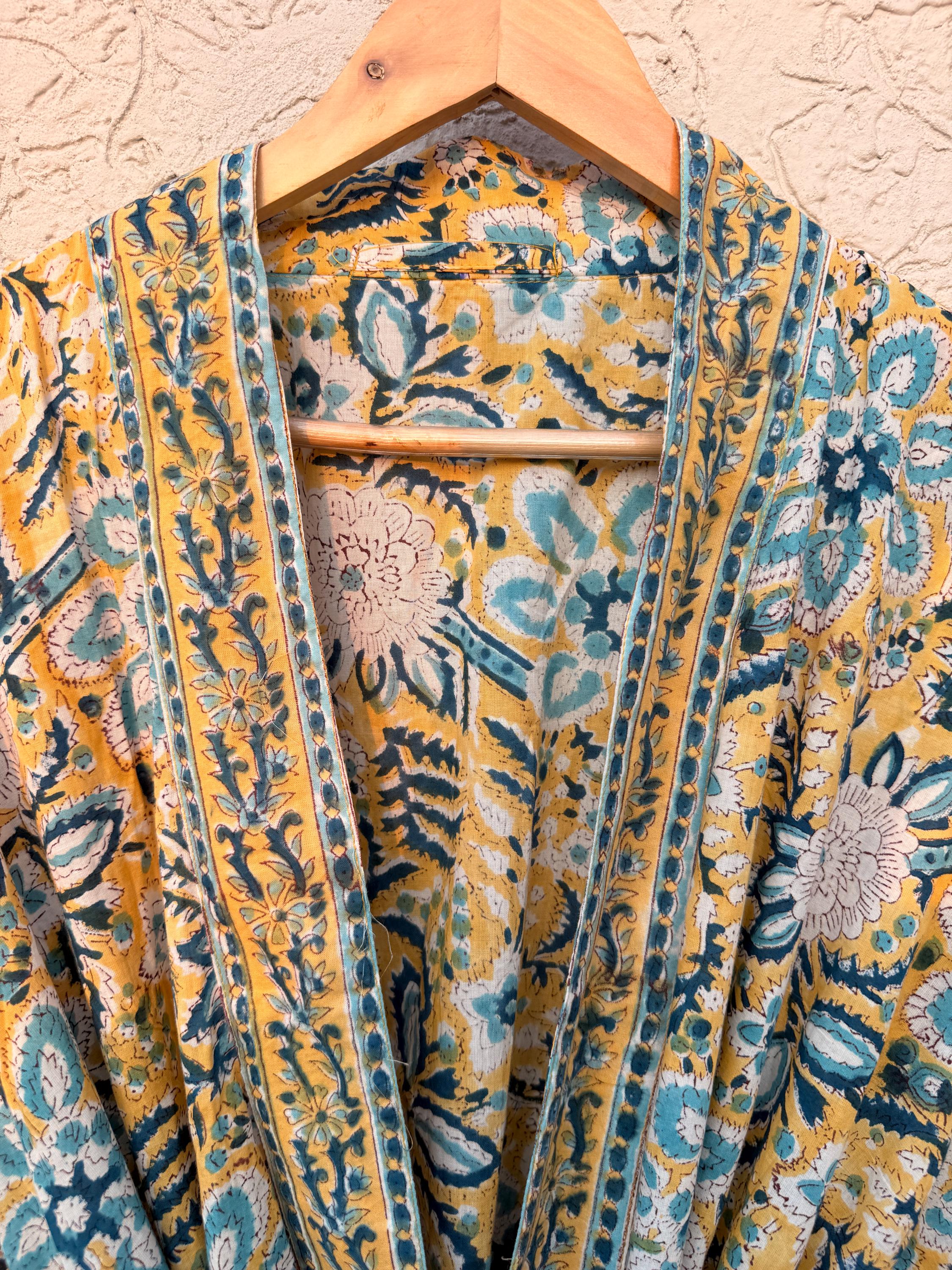 Block Print Robe Cotton Kimono Robe, Block Print Robes for Women, Dressing Gown, Plus ...