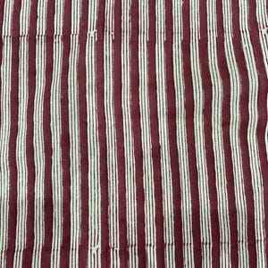 Stripe Fabric Block Print Fabric Cotton Indian Hand Printed Fabric, Indian Dressmaking fabrics Upholstery Fabric By The Yard, Red Striped