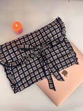 Hand Block Printed Quilted Laptop Sleeve, Blue Checkered Cotton MacBook Case, Ruffled Laptop Cover with Bow Tie, Padded Boho Computer Sleeve product logo