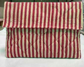 Cotton Quilted Laptop Sleeves, Laptop Case, Handmade Laptop Sleeve Striped Block Print Mac book Cover, Red Striped Laptop Sleeve, Custom
