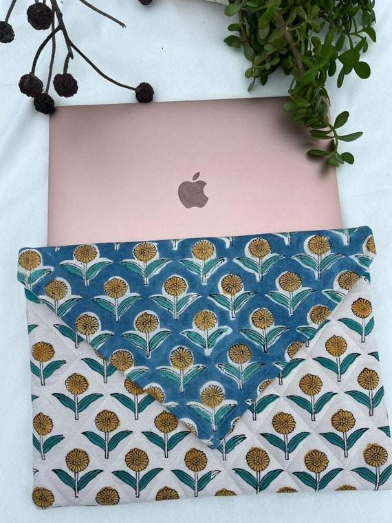 Housse Ordinateur Portable 14 Pouces – Motif Floral – Protection Anti-choc – Poches Rangement – 35x26x3 Cm