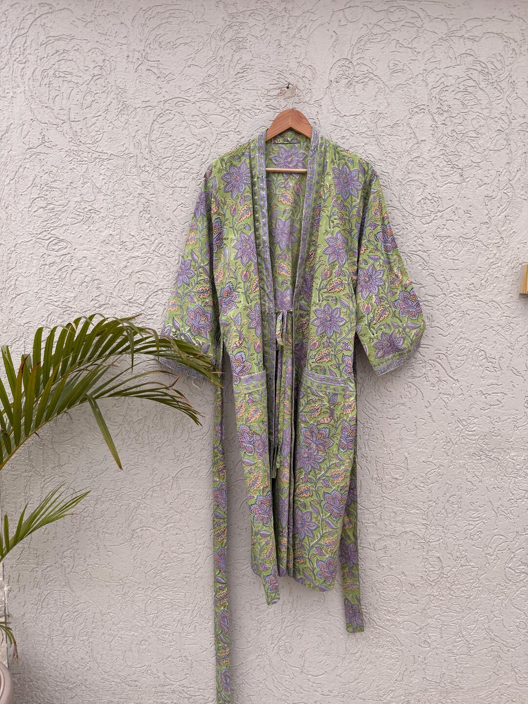 Block Print Robe Cotton Kimono Robe, Block Print Robes for Women, Dressing Gown, Plus ...