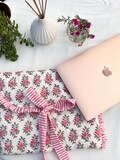 Hand Block Printed Quilted Laptop Sleeve with Bow | Pink Floral Eco-Friendly Cotton Case | MacBook Pro/Air 13"-15" Cover | Electronics Cases product logo