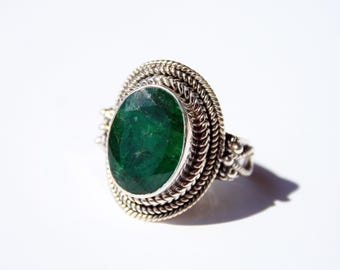 Zilveren ring Koningin Emerald